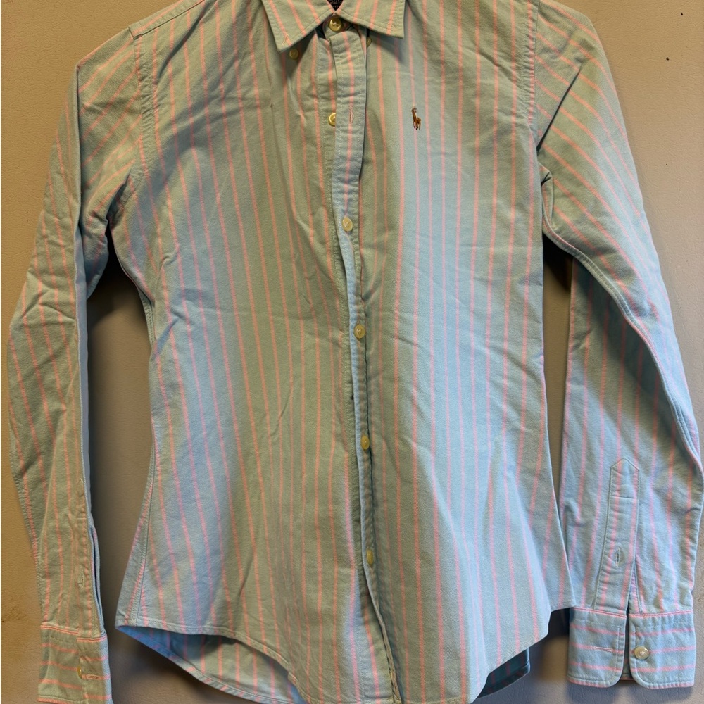 Women’s Striped Shirt - Light Blue and Pink